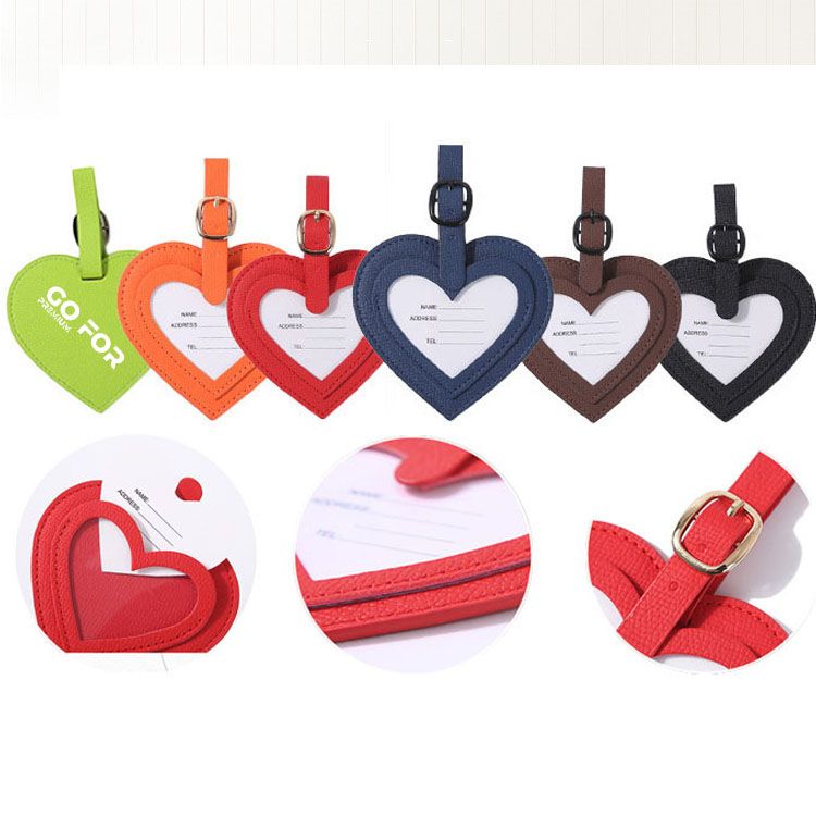 Custom Leather Heart Shaped Suitcase Luggage Tag, custom luggage tag with logo imprint 3