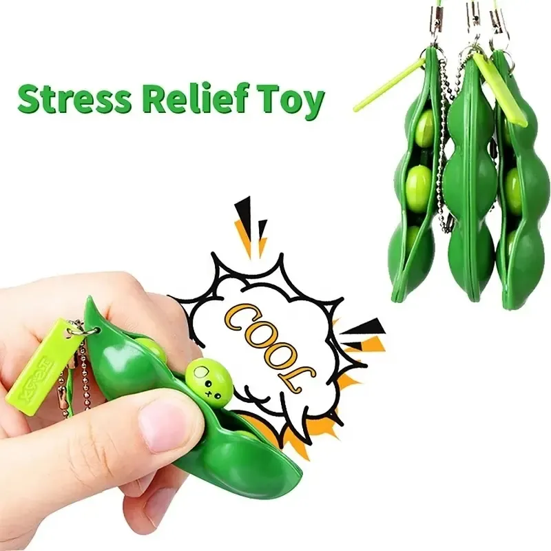 3Pcs Squeeze-A-Bean Edamame Keychain 1
