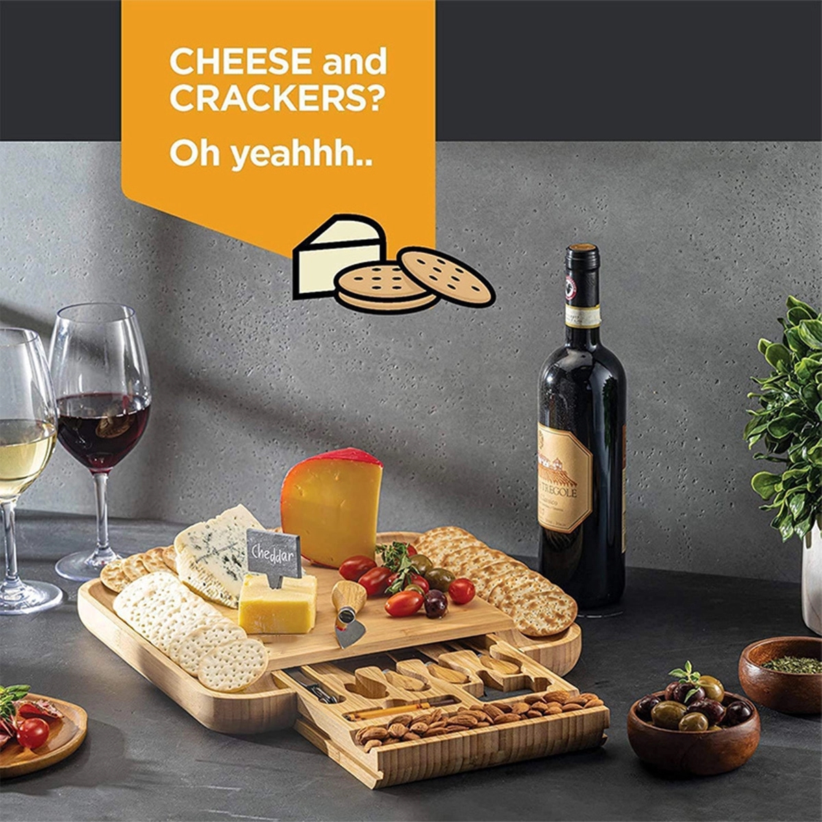 Bamboo Wood Charcuterie Board Set 2