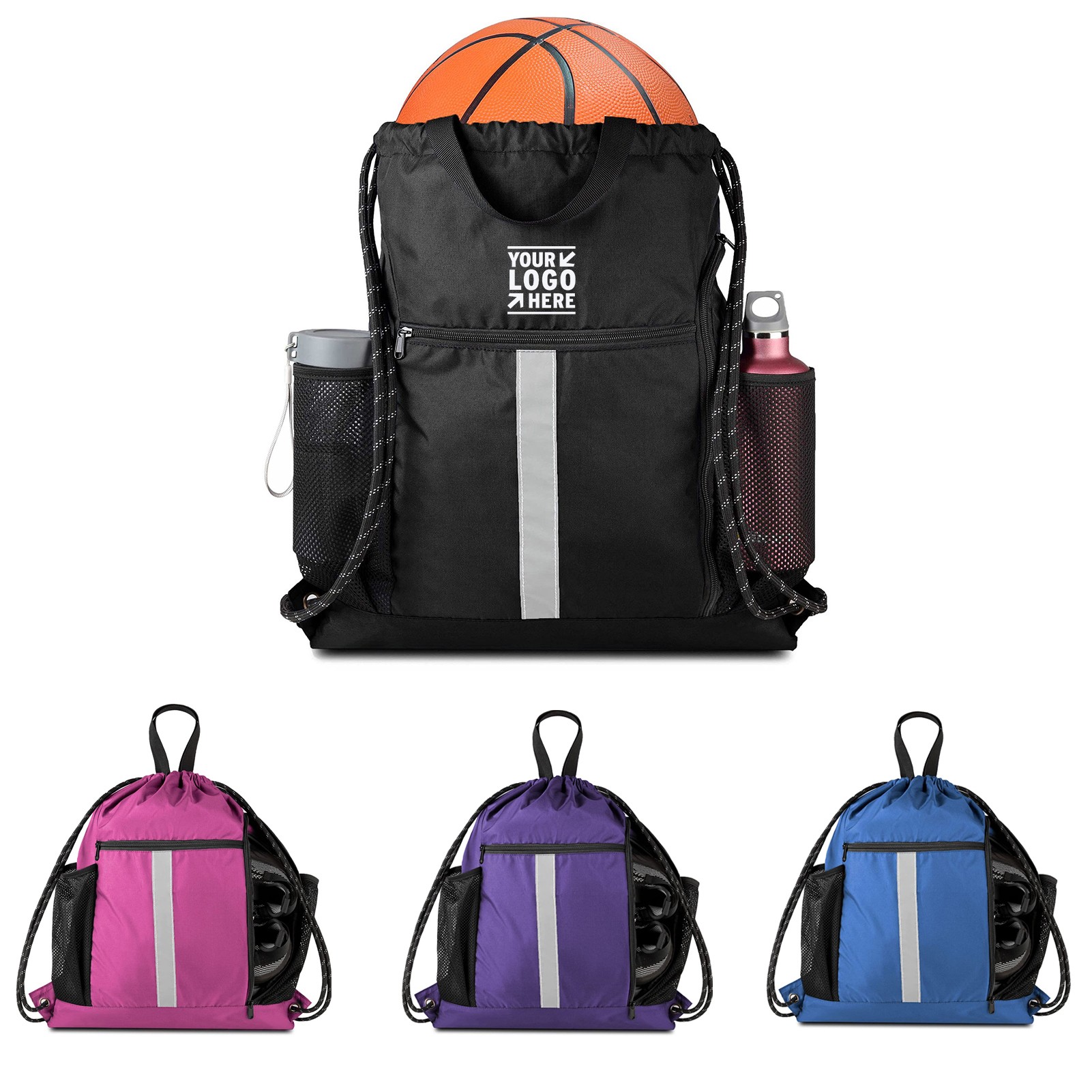 16 x 19.5 Inches Drawstring Backpack Sports Gym Bag 1
