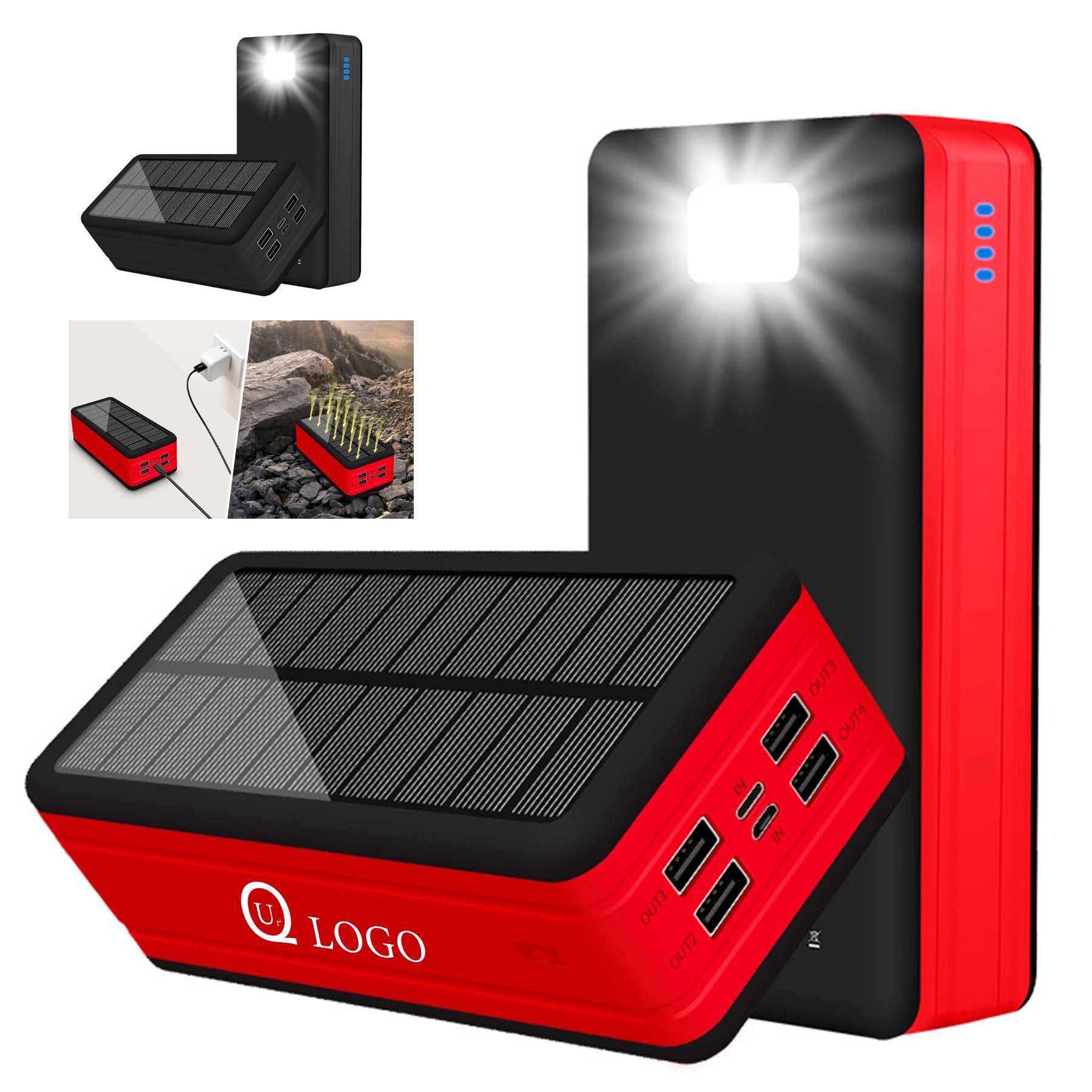 50000Mah Solar Power Bank Flashlight
