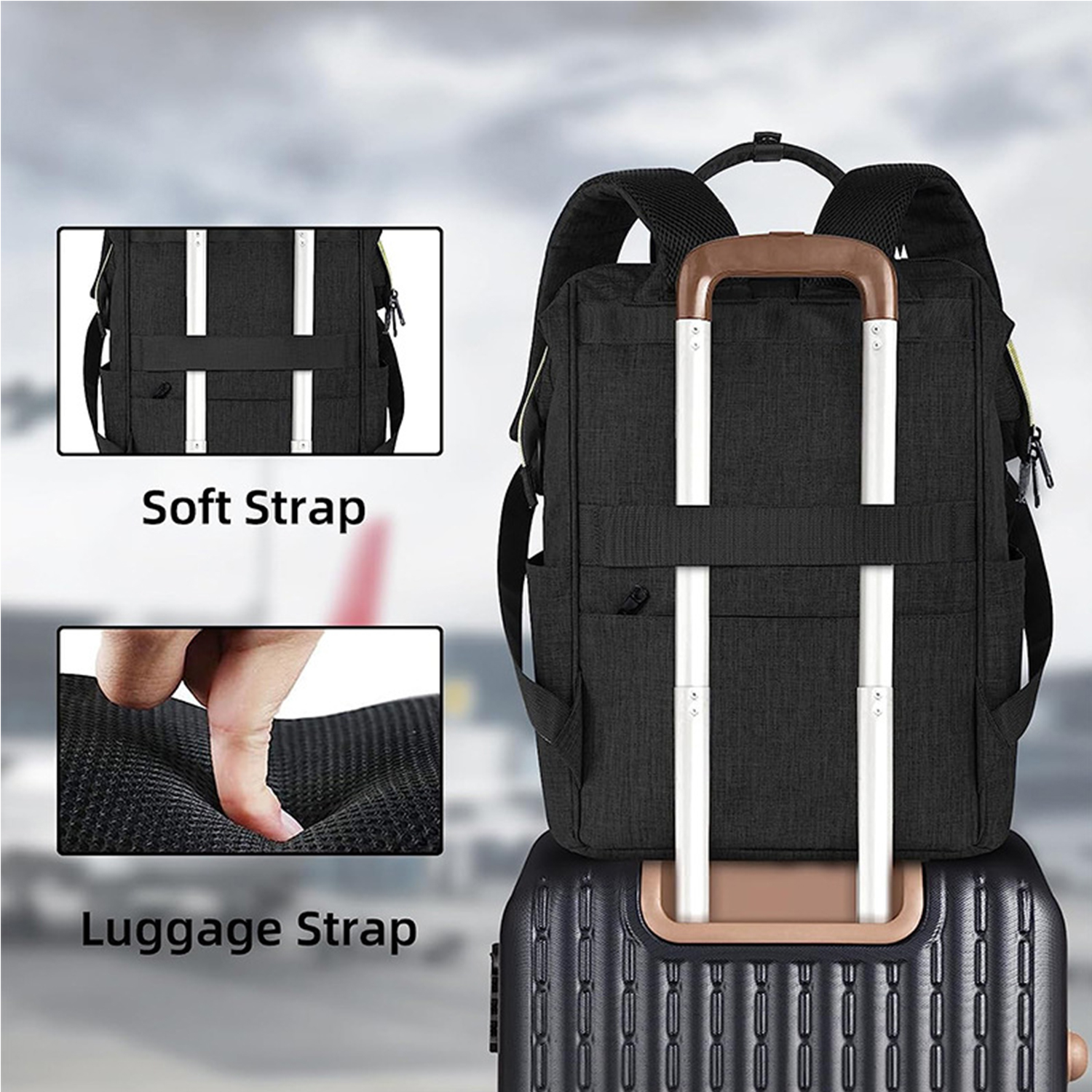 Laptop Backpack with USB Charging Port Carry on Bag for Work 6