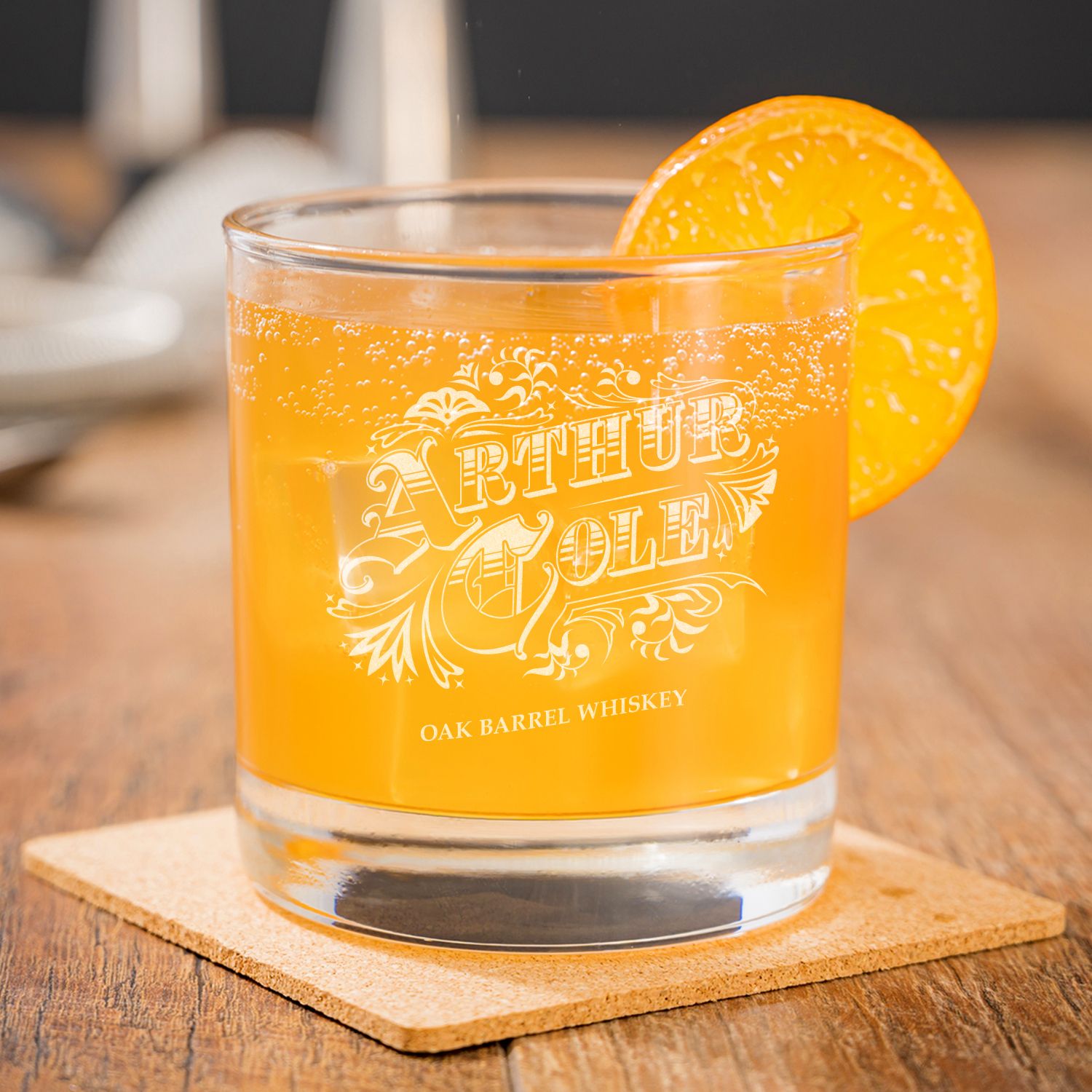 ETCHED WHISKEY GLASS 10.5 OZ 15