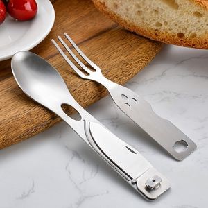 4 In 1 Stainless Steel Cutlery Set Spoon Fork Knife And Spin Button Organizer 9