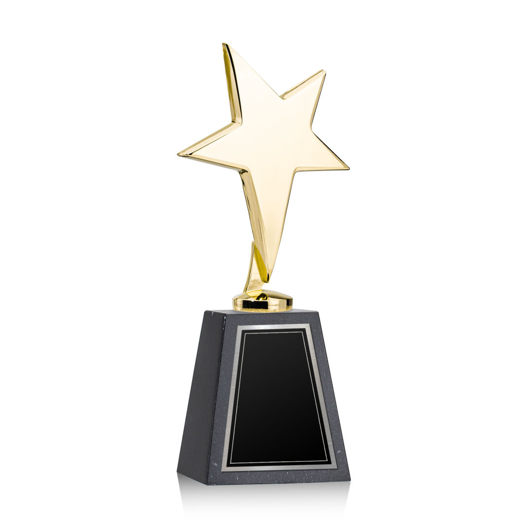 Tuscany Gold Star on Tall Marble Base - Black 4