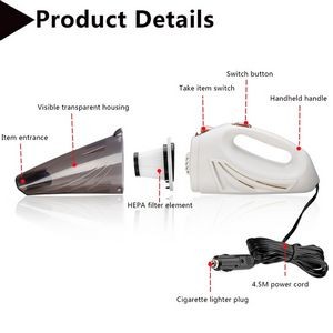 Portable 12V Car Vacuum Cleaner Handheld Duster Dirt Suction 3
