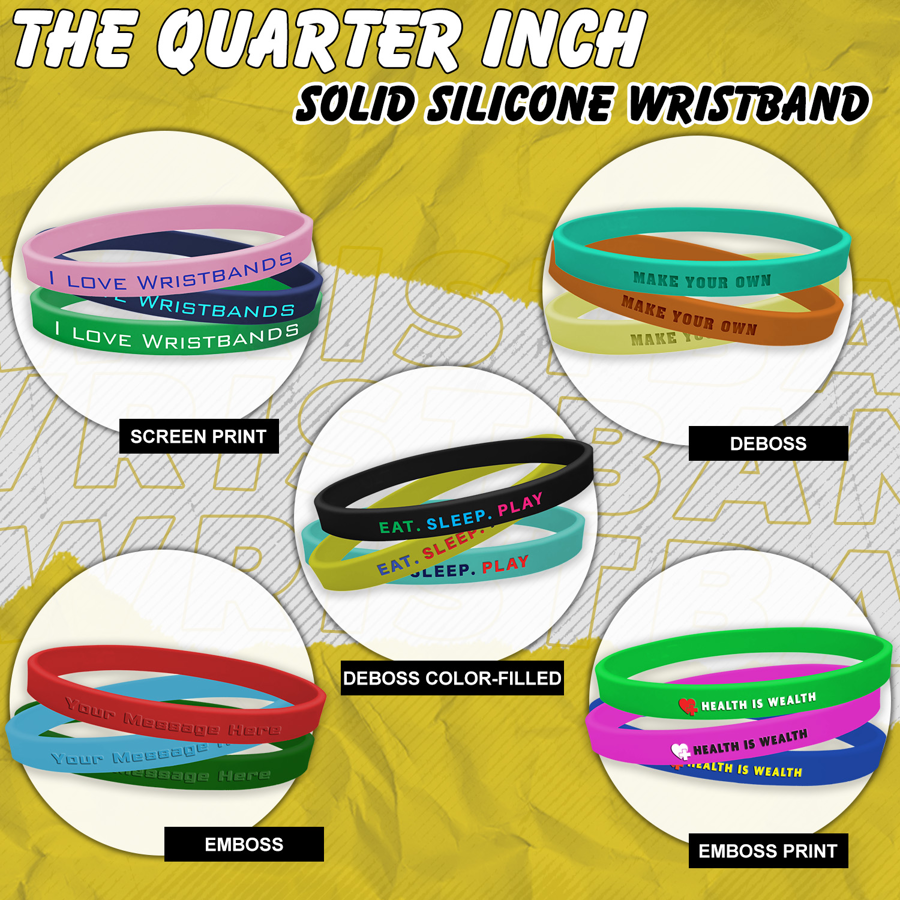 Solid Colored Silicone Wristband - 1/4" band 6