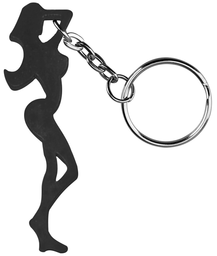 Fine figure of a woman shape bottle opener with key chain and carabiner 1