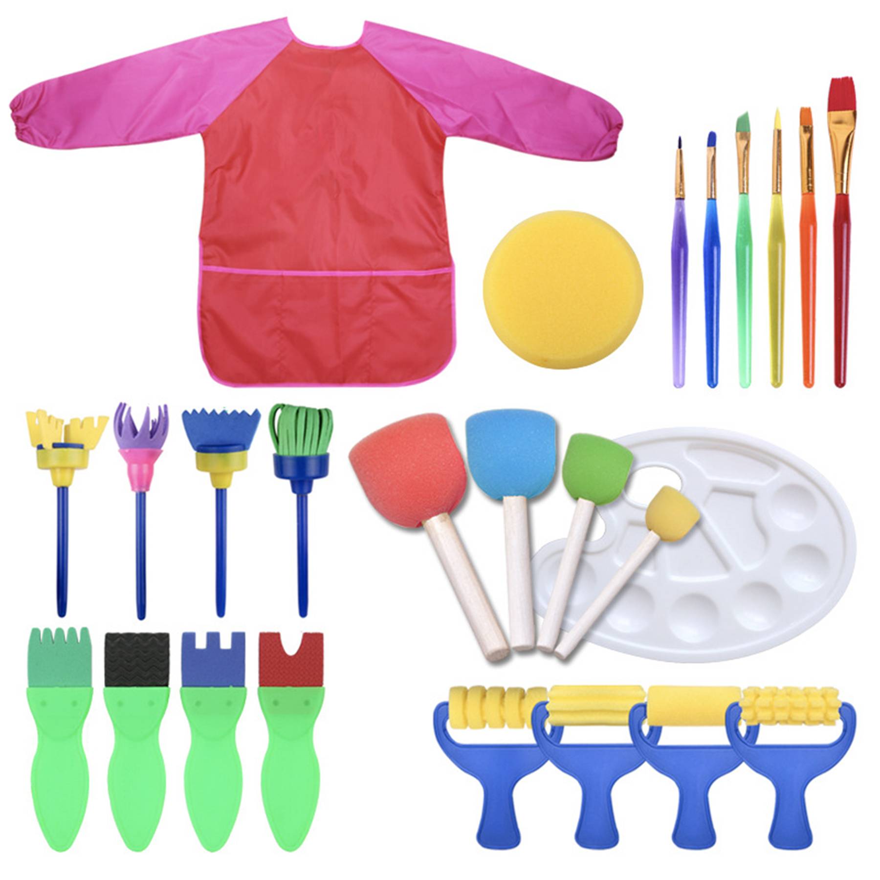 Plastic Sponge brush palette painting set of 25 pieces 4