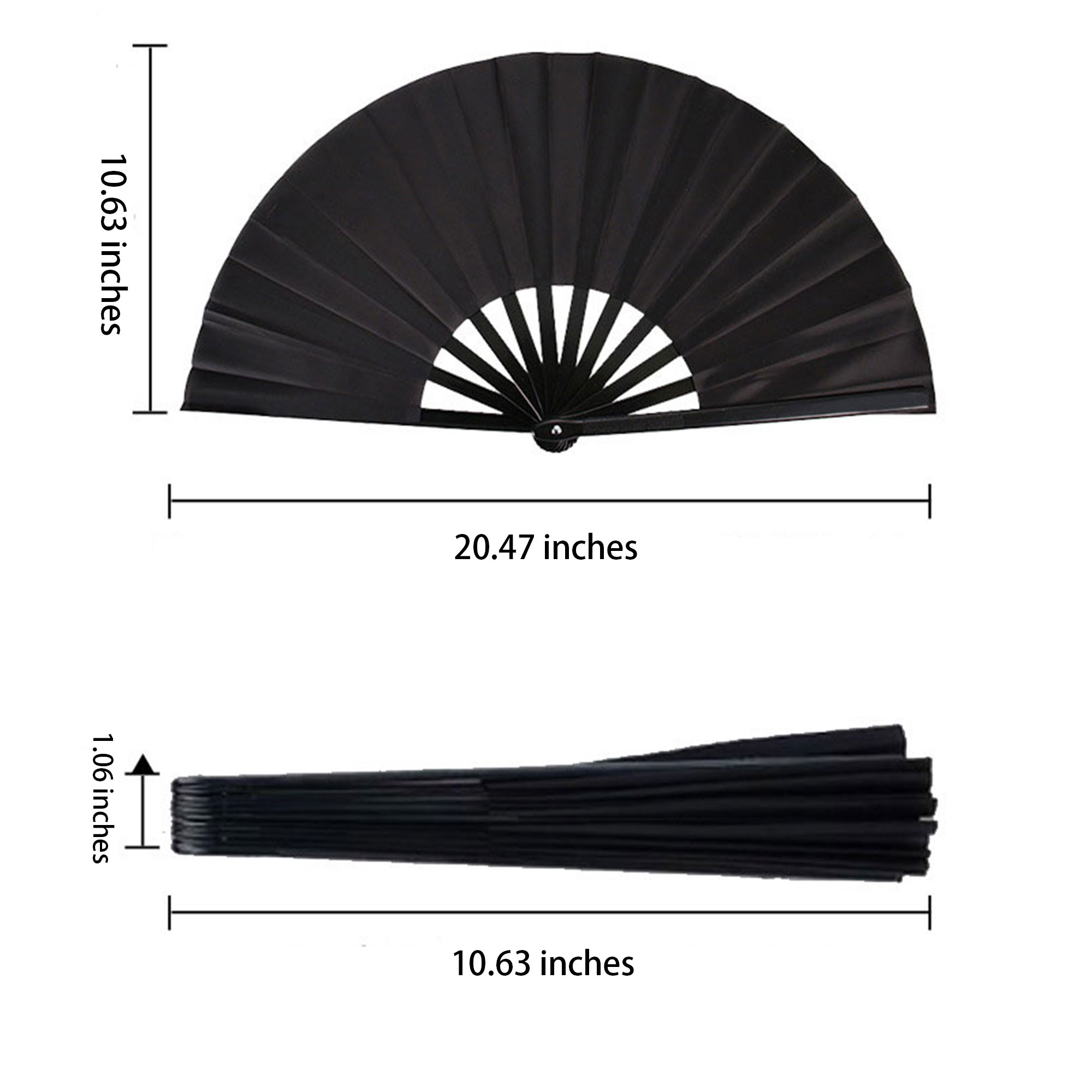 Heavy-Duty Plastic-Reinforced Taffeta Kung Fu Fan with Ribbed Structure 4