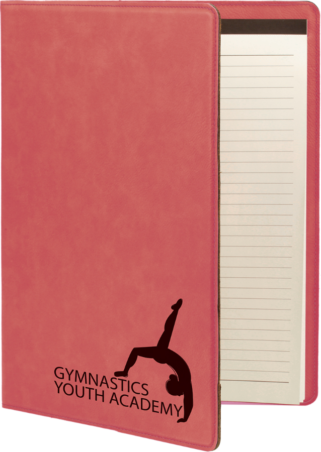 9 1/2" x 12" Pink Leatherette Portfolio with Notepad 2