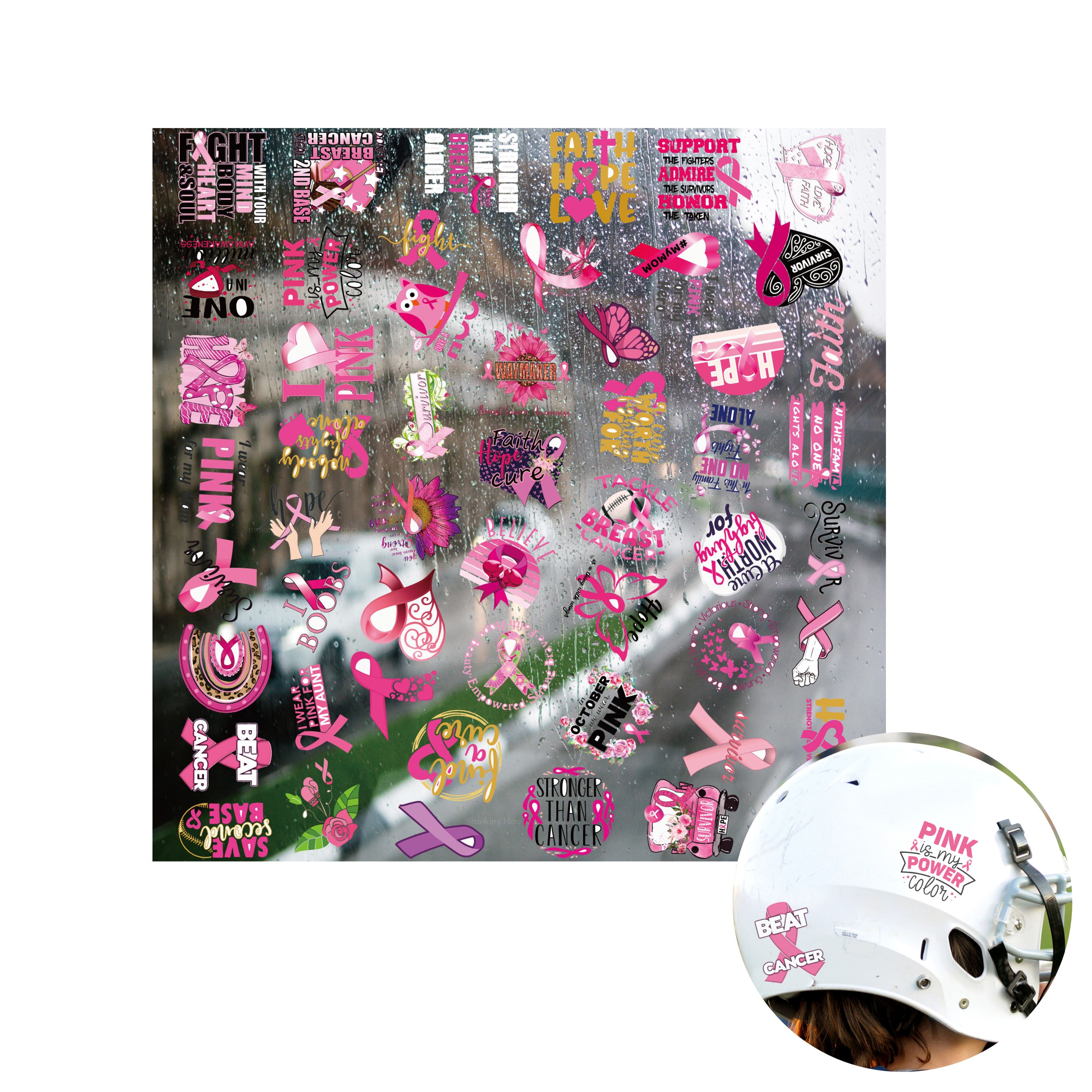 Breast Cancer Awareness Helmet Decal (direct import) 2