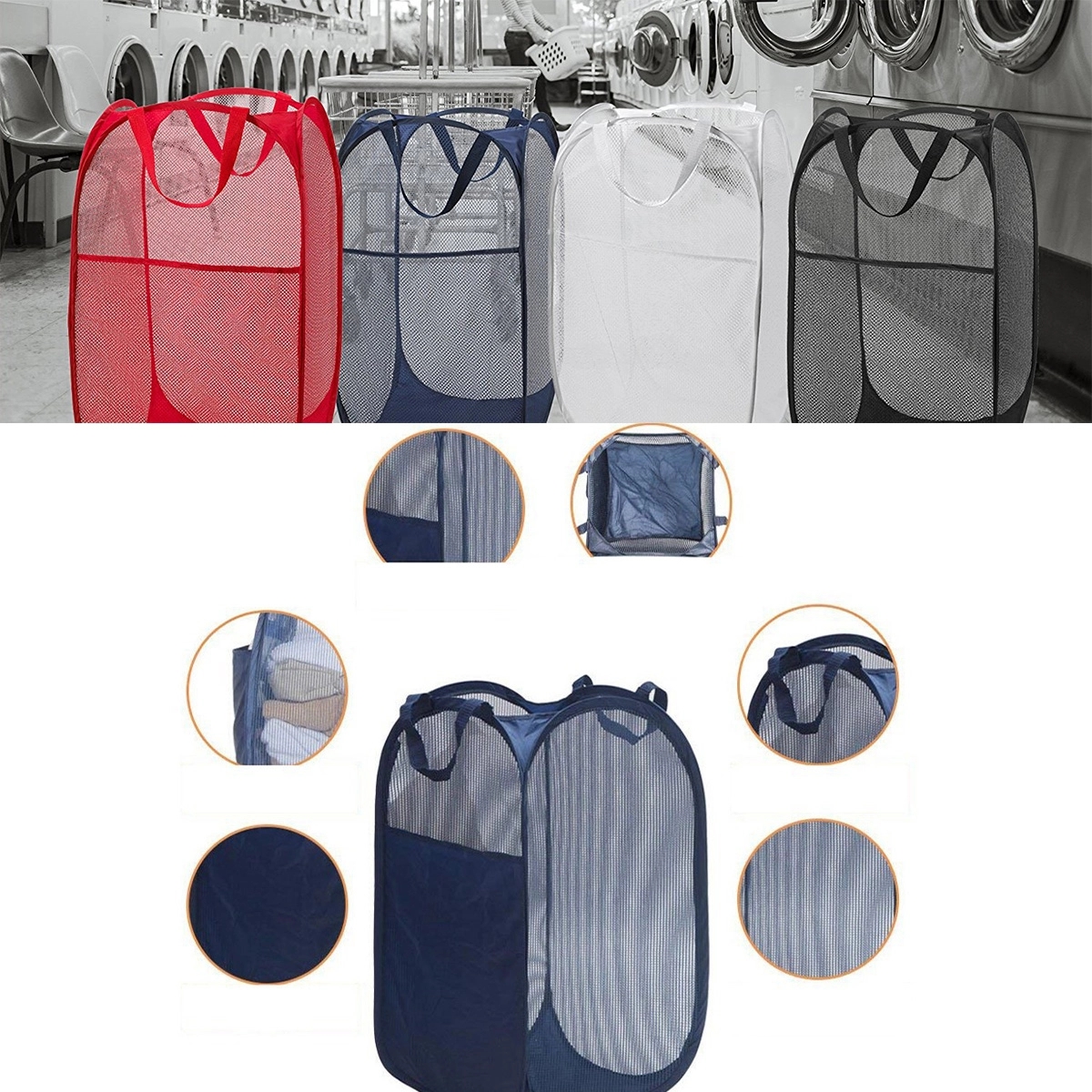 Mesh Popup Laundry Hamper - Portable 3