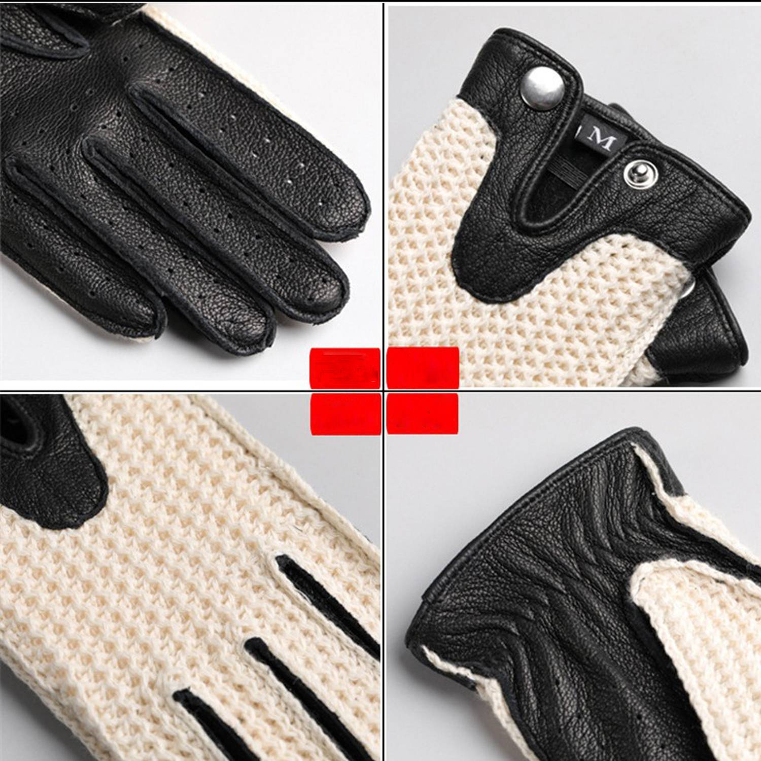 Men's Driving Knitted Mesh Breathable Sheepskin Gloves 3