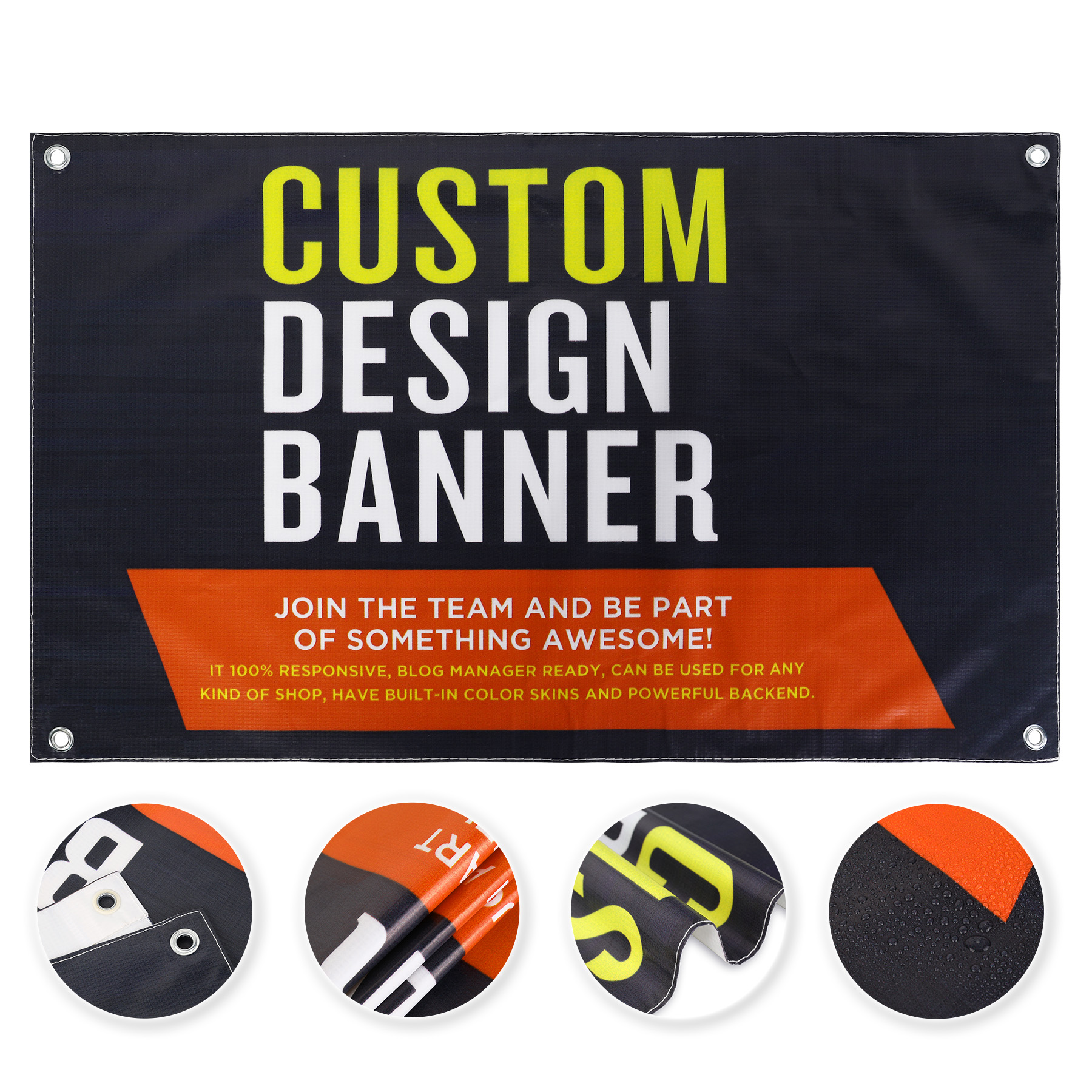 Full Color 3' X 5' DIY 13 Oz. Vinyl Banner With Grommets 6