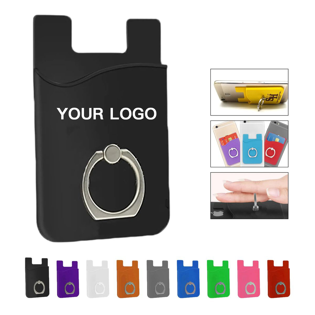 Silicone Phone Wallet Adhesive with Metal Grip Ring 5