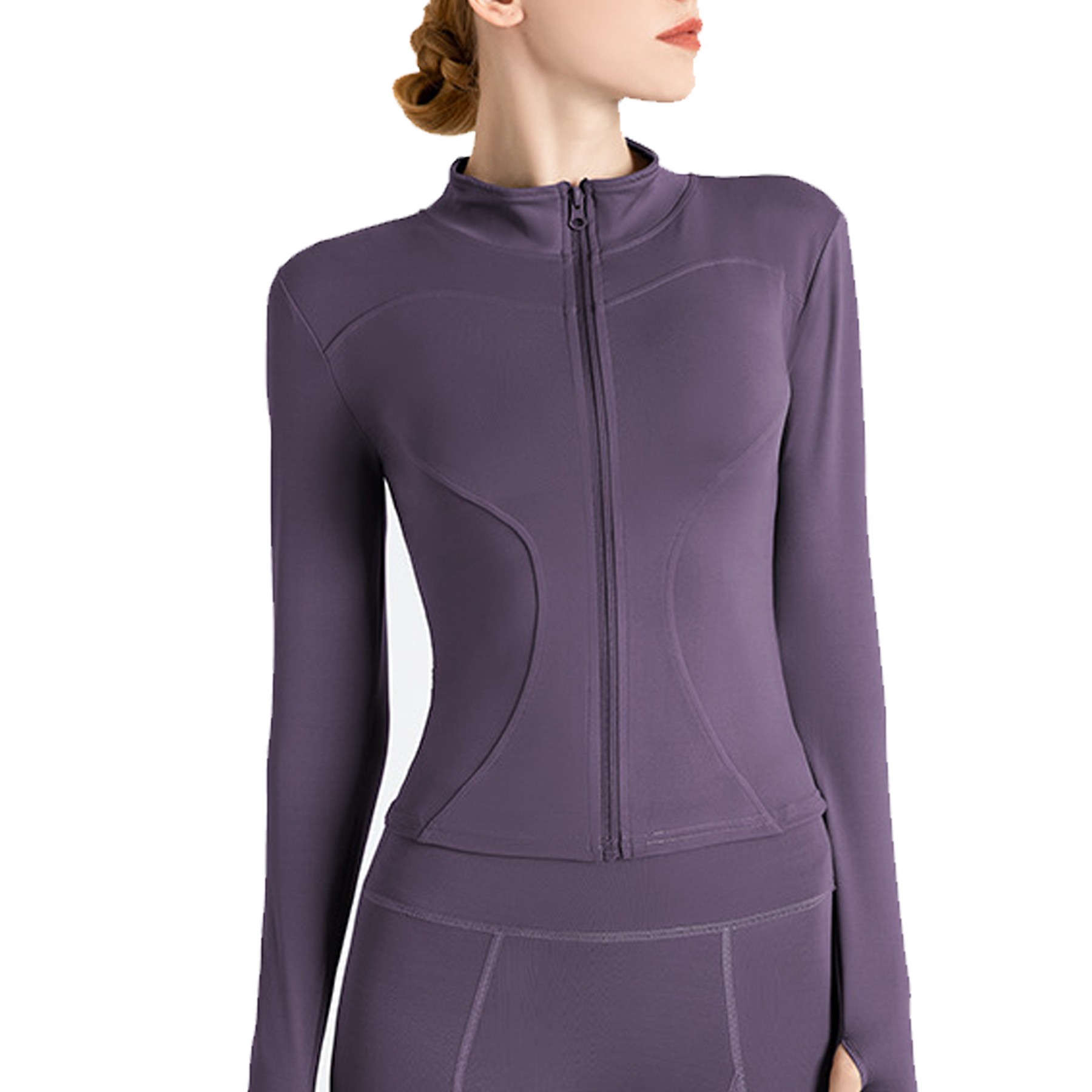 Women Lightweight Full Zip Slim Fit Yoga Sportwear 5