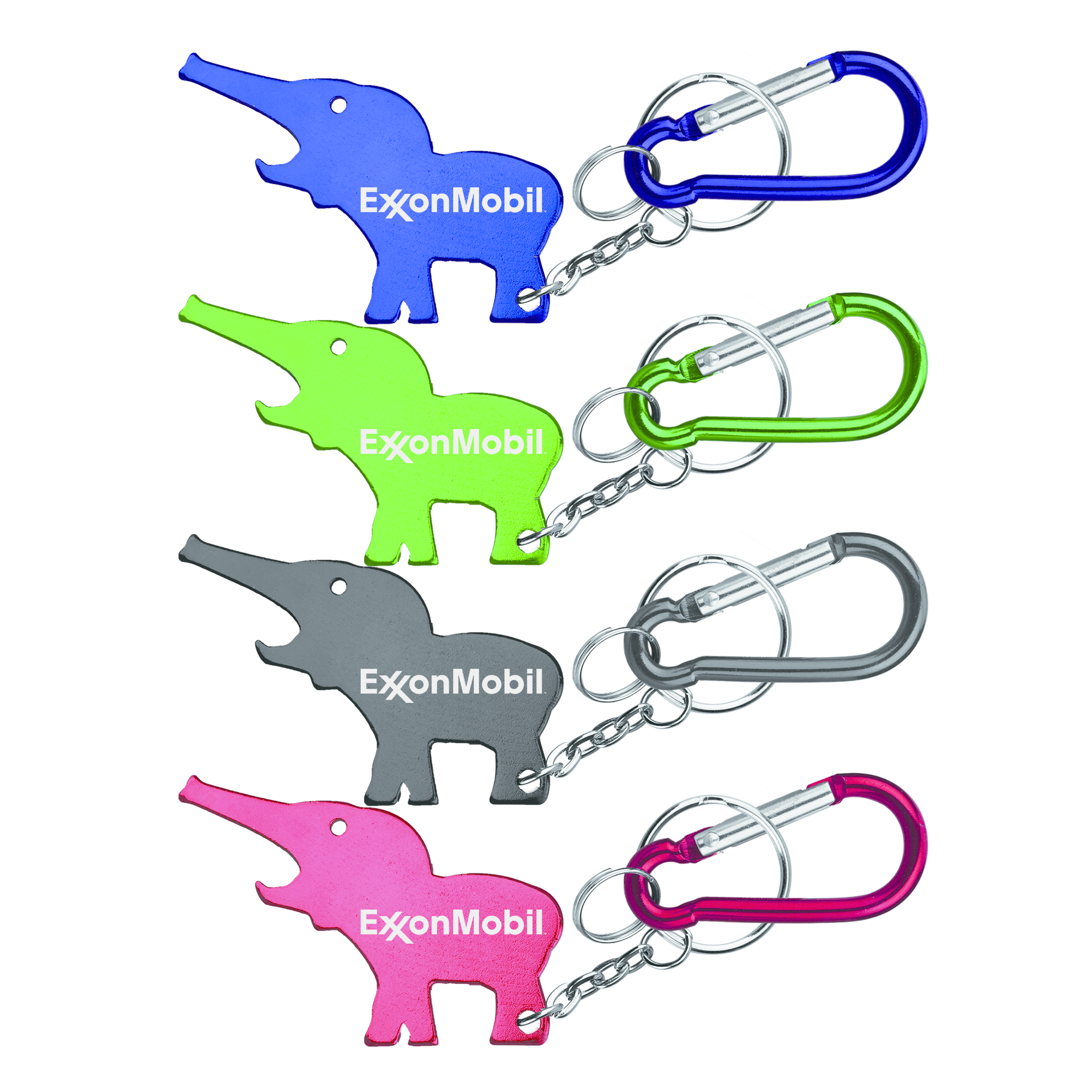 Metal Elephant Shape Bottle Opener with Key Ring & Carabiner