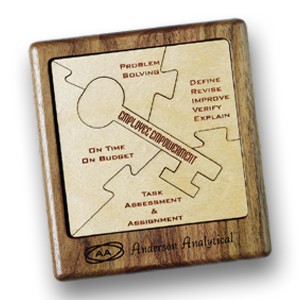 Wood Jigsaw Puzzle - 5 piece square with key design 19