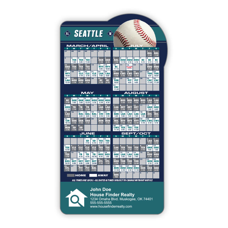 Magnet Sport Schedules - Baseball Shape (3.875x7.25) - 25 mil. 3