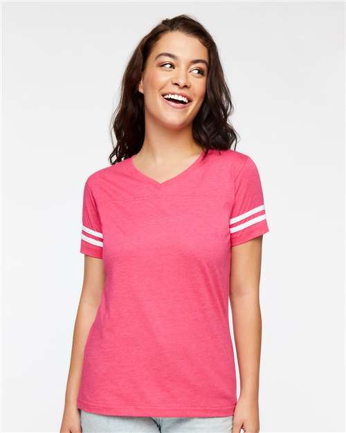Women's Football V-Neck Fine Jersey Tee - 3537 25