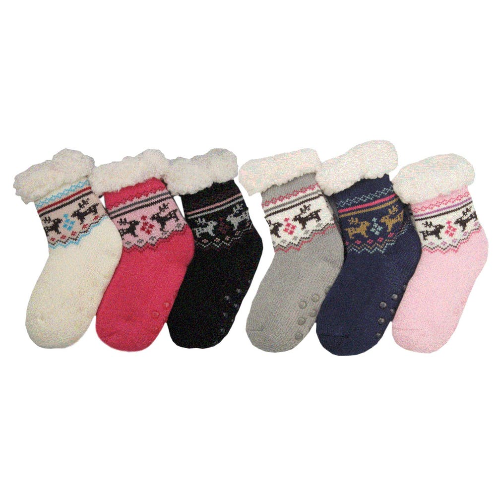 Girls' Crew Slippers - Sherpa Lined Non-Slip Assorted Colors 2