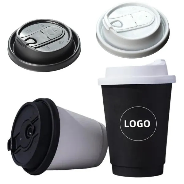 12 oz Eco-Friendly Disposable Paper Cups with Lids 2