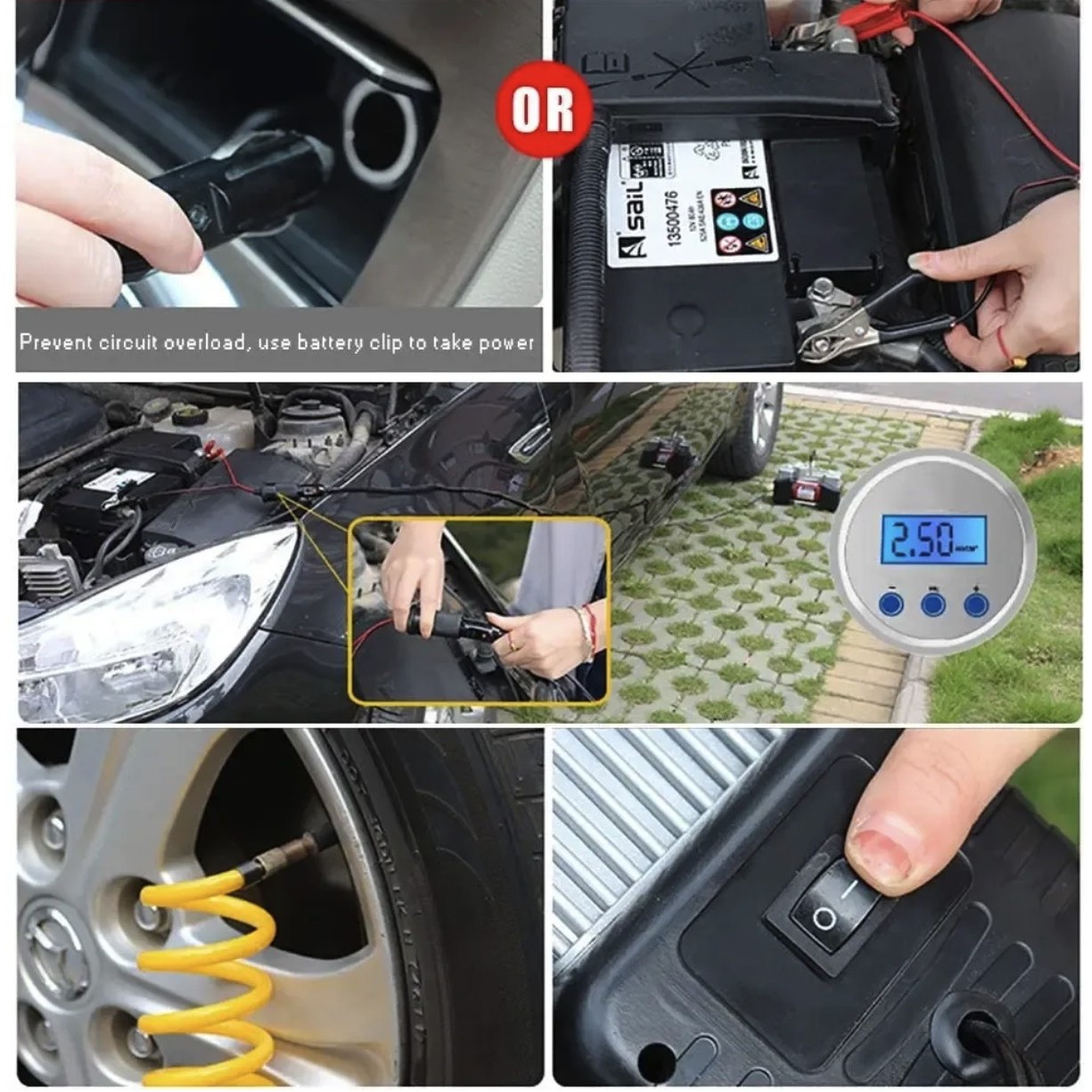 Silver Dual Cylinder 12V Air Compressor Pump for Car 3
