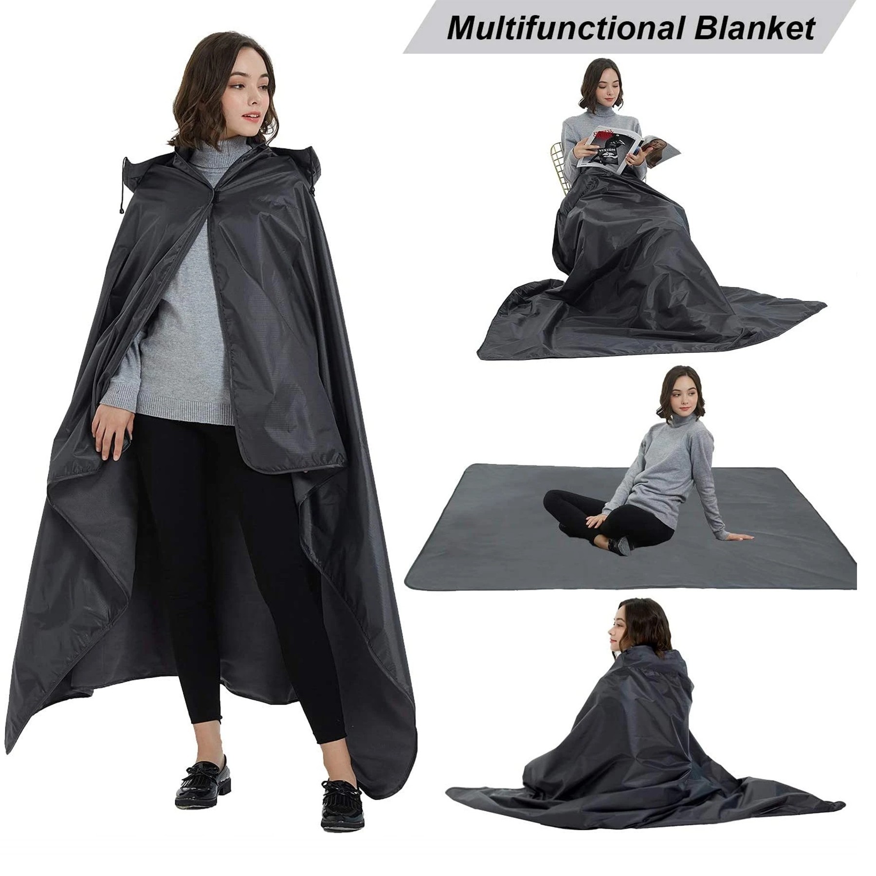Waterproof Fleece Blanket Rain Poncho 2