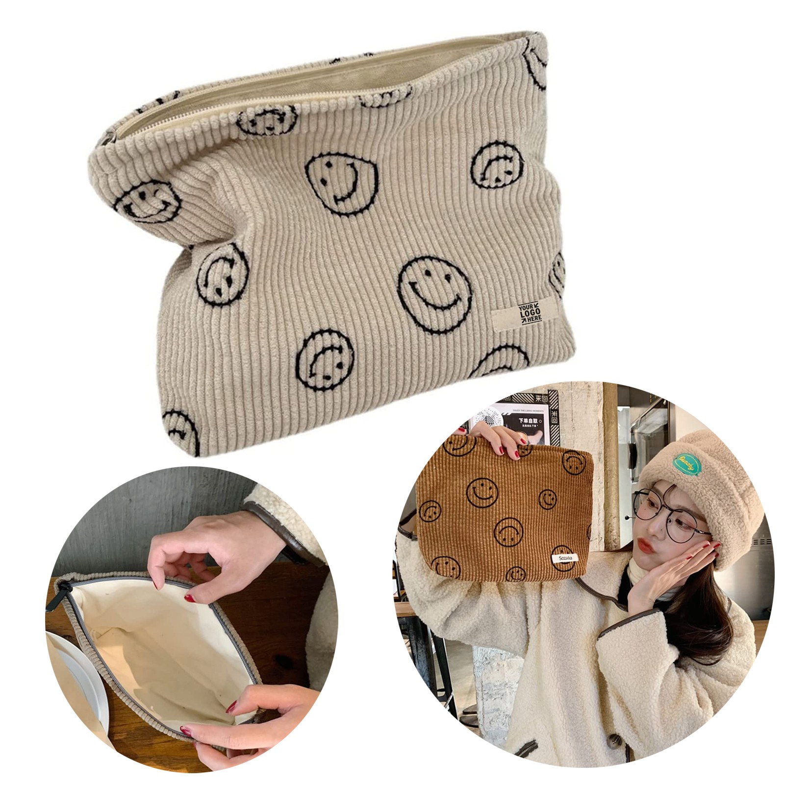 Corduroy Cosmetic Bag Aesthetic Women Handbag 2