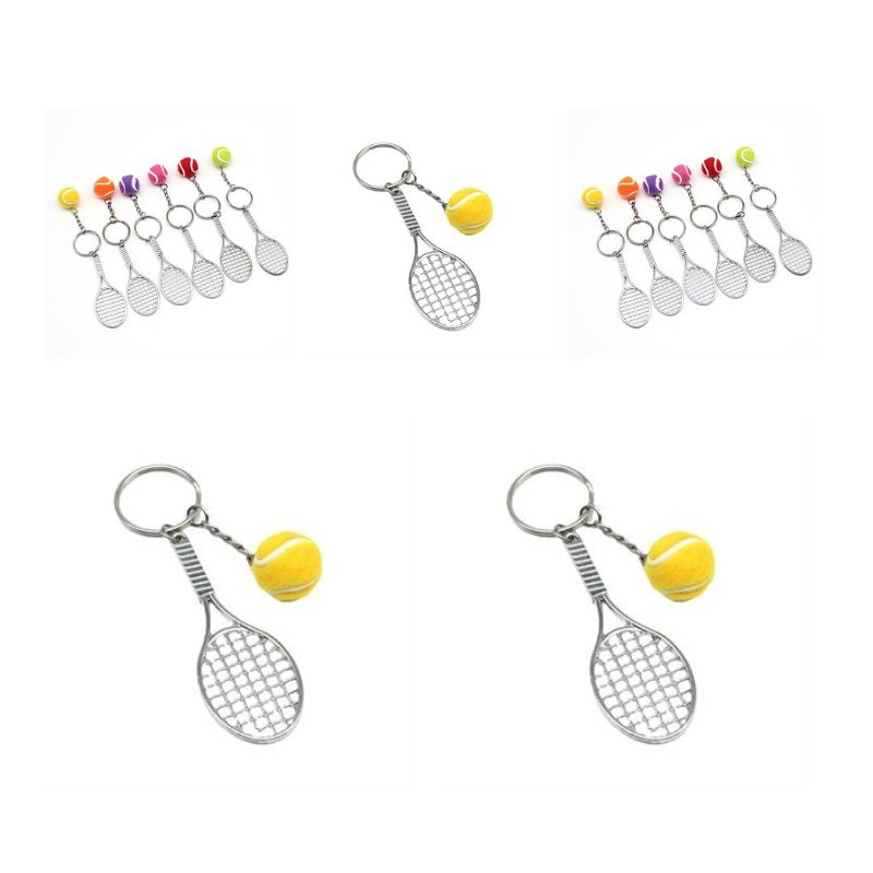 Mini Metal Tennis Racket Ball Keychain Perfect Gifts