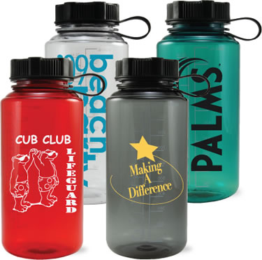 32 Oz. Water Bottle w/ Strap Lid & Graduated Scale