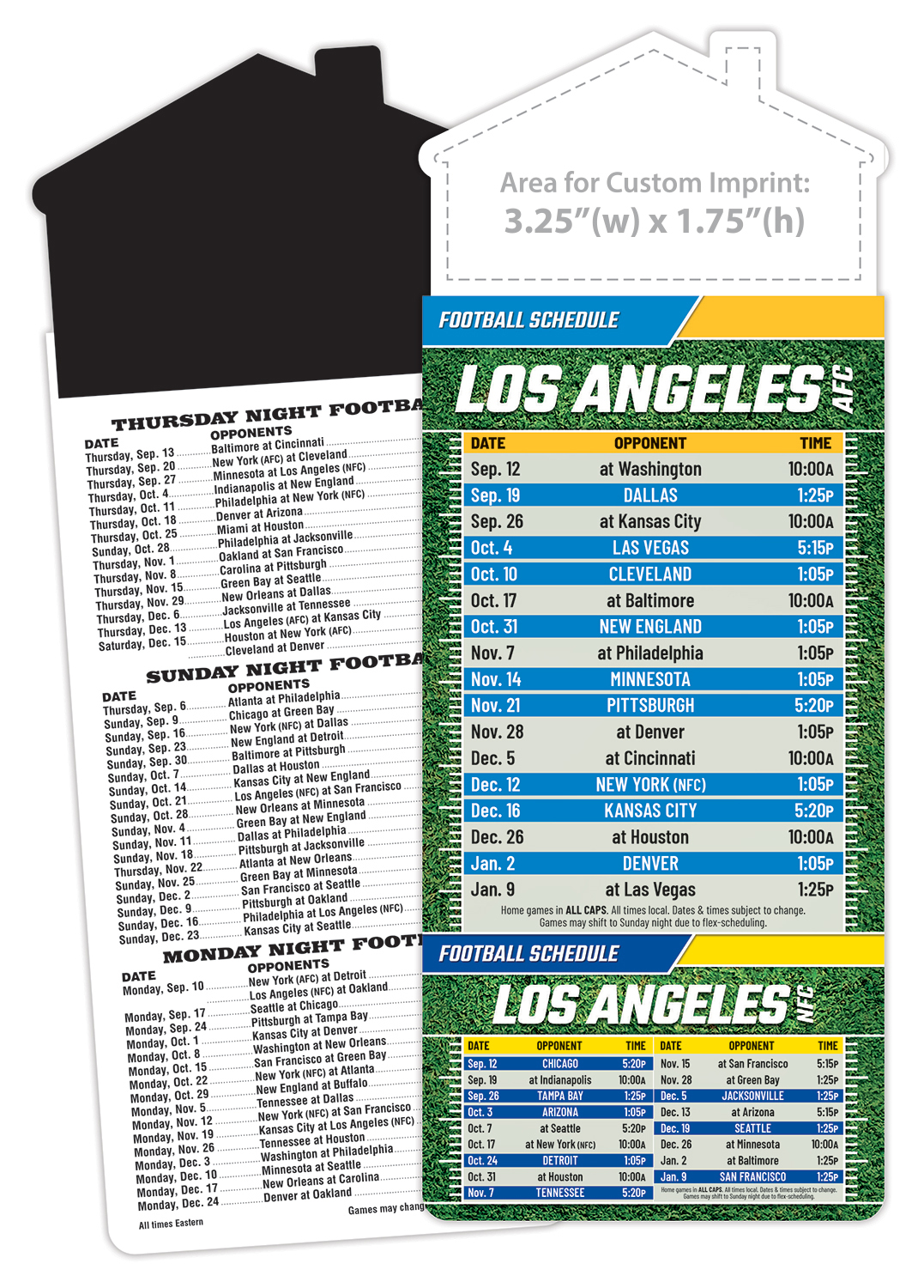 Magna-Card House Shape Magnet Football Schedules (3.5x9)