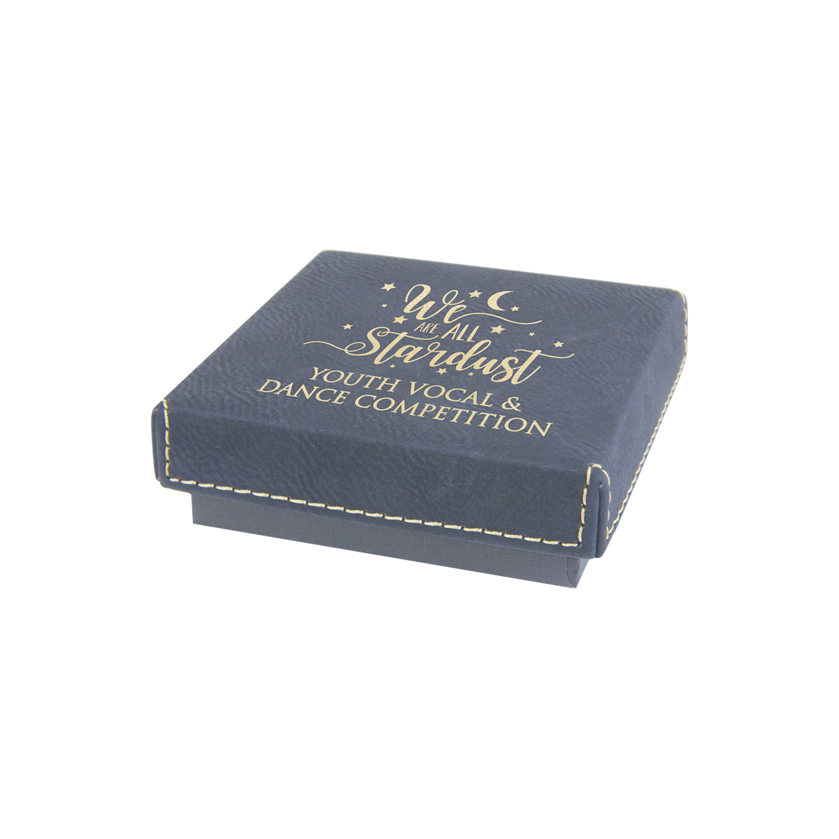 3 1/2" x 3 1/2" Black/Gold Leatherette Box