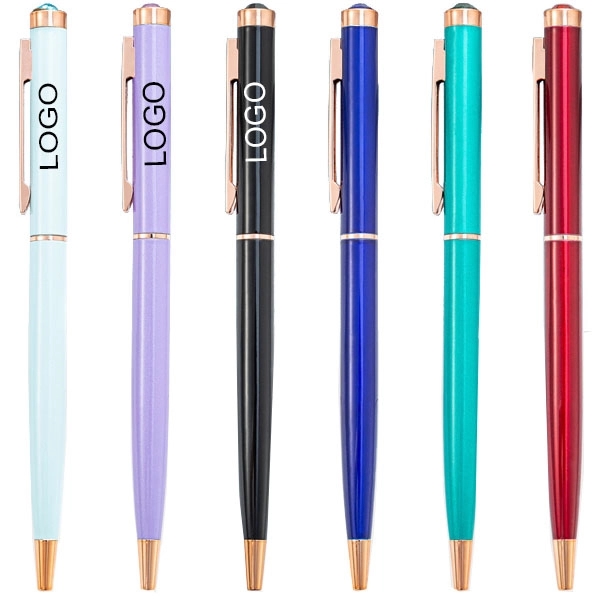 Diamond Top Slim Twist Metal Ballpoint Pen 3