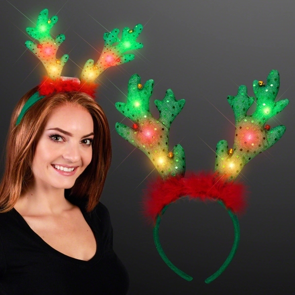 LED Light Up Reindeer Antlers with Jingle Bells 2