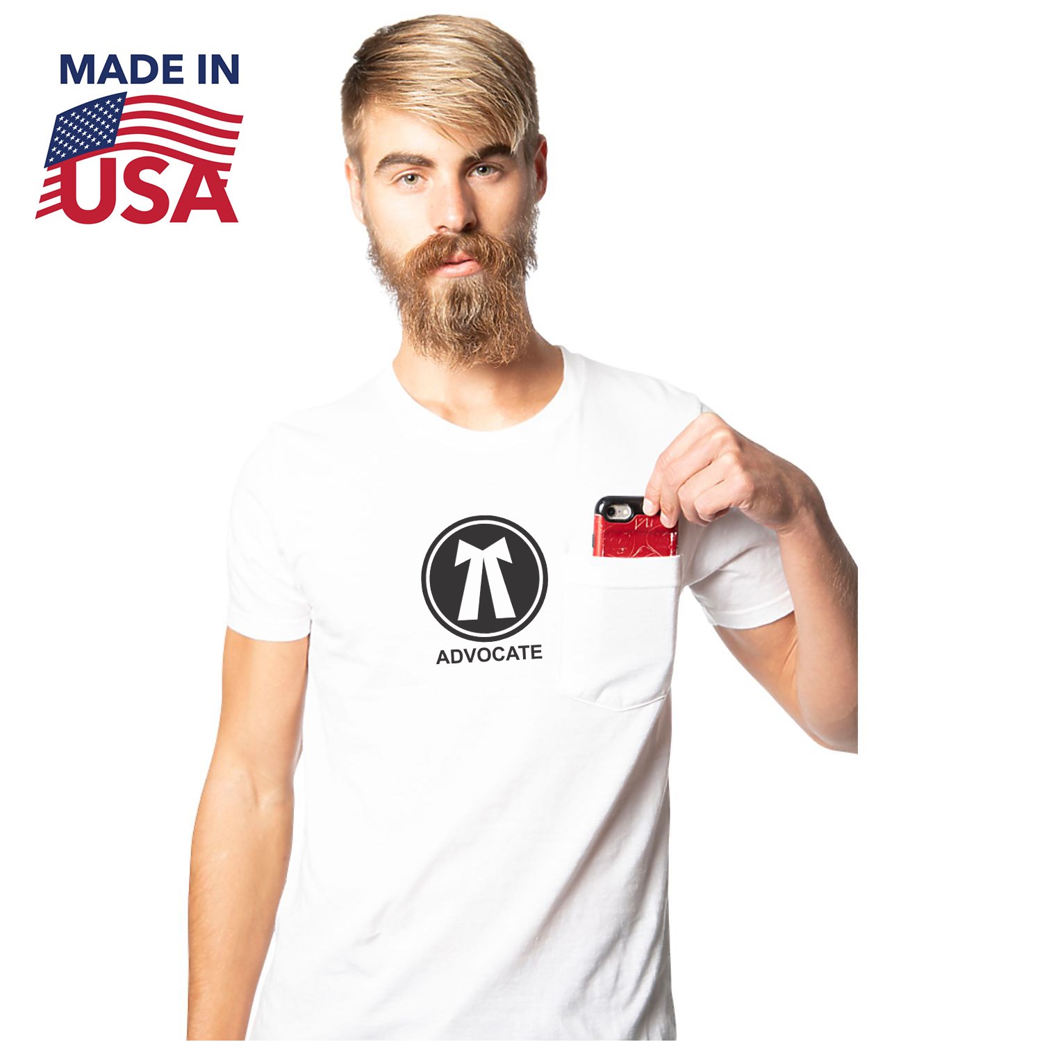 USA Made Unisex 50/50 Blend Pocket Tee 2
