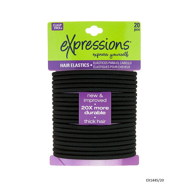Elastic Hair Bands - 20 Pack Black Thick Hair 2