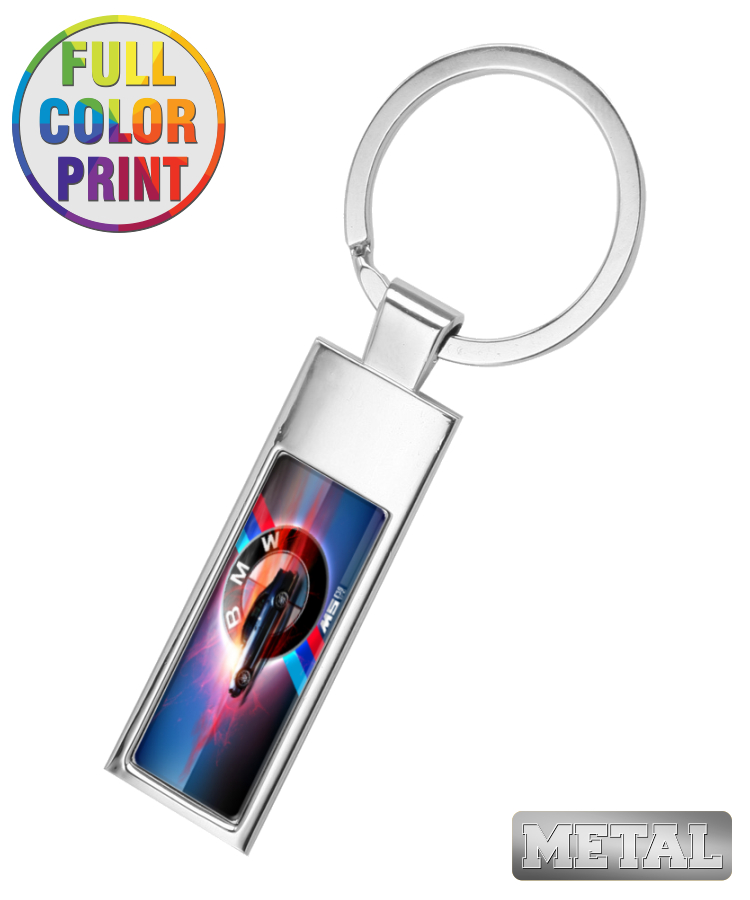 Rectangle Shaped Metal Keychain -Full Color Dome 1