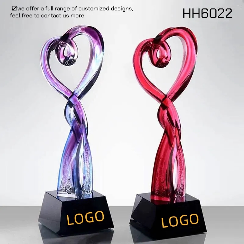 Creative Glazed Crystal Heart-Shaped Trophy Award LOT 2