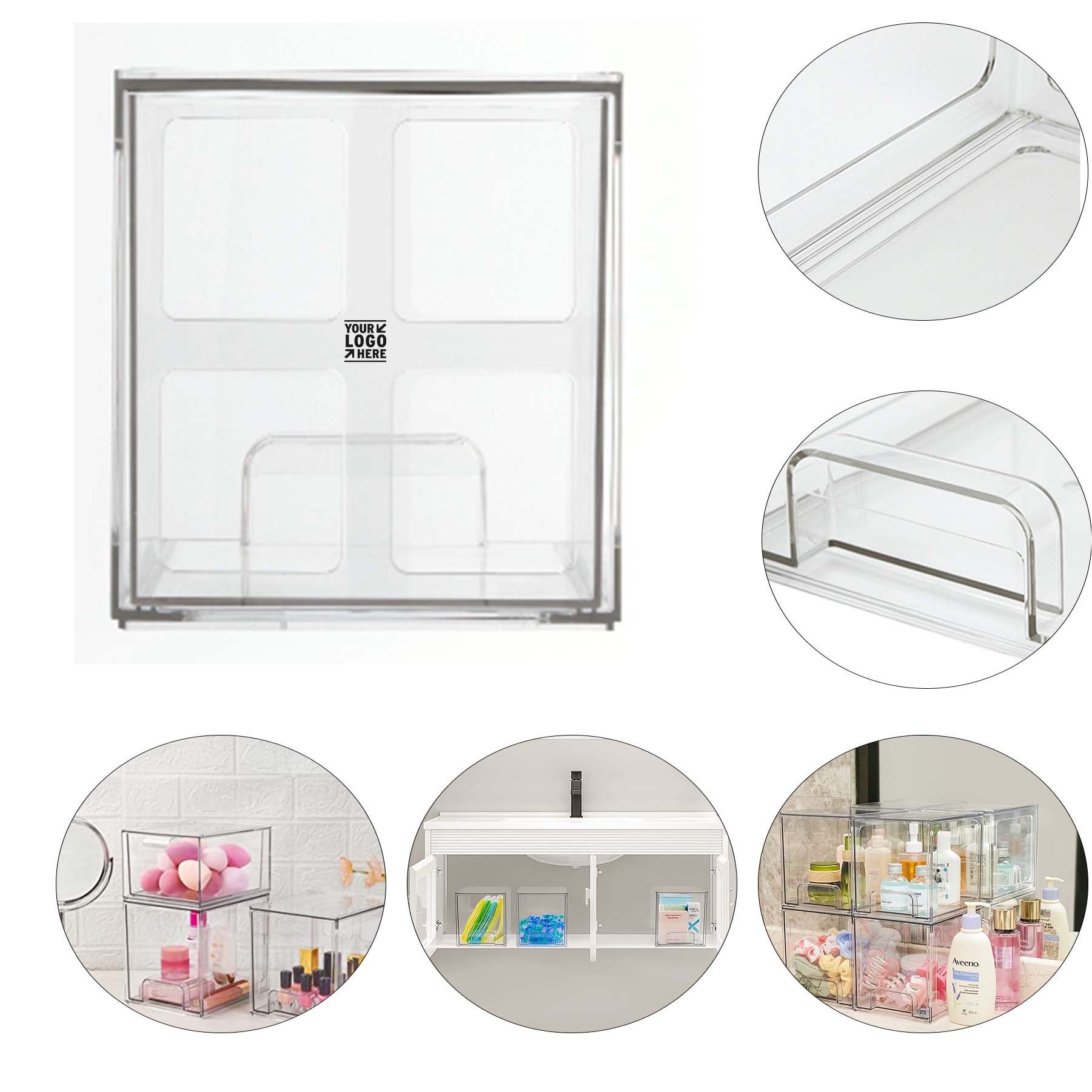 6.6'' Stackable Makeup Organizer Storage Drawer 1