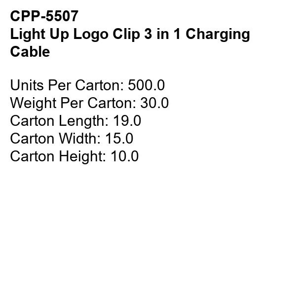 LIGHT UP LOGO CLIP 3 IN 1 CHARGING CABLE 30