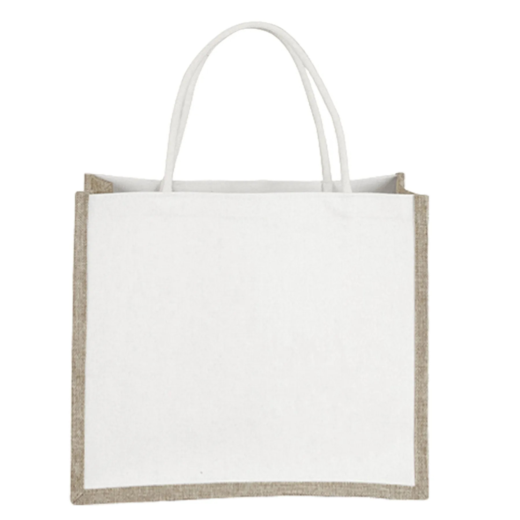 11.81 X 11.81 X 4.72 Inch Jute Canvas Tote Bag 2
