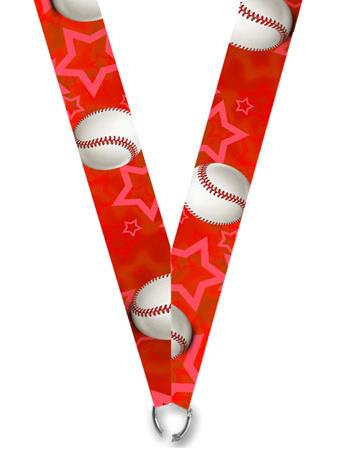 0.875" x 30" Red Baseball sublimated neck ribb 1