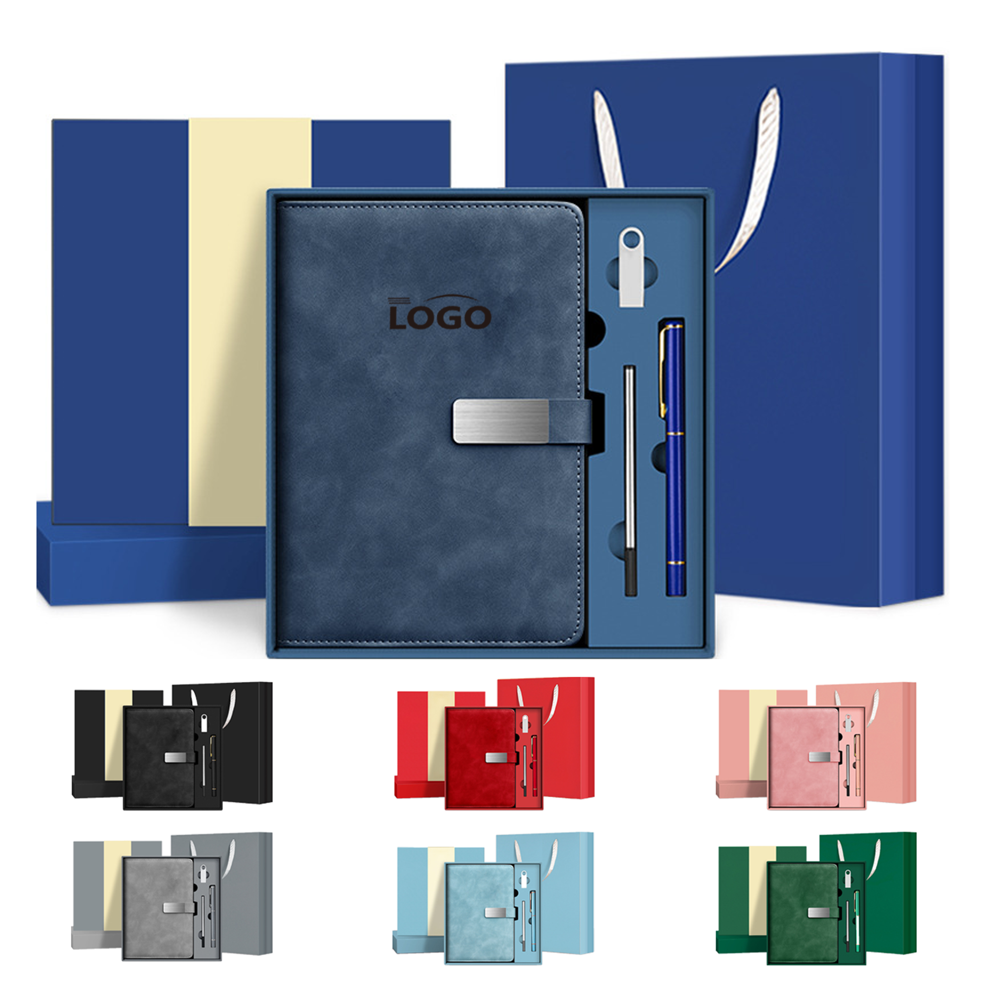 A5 Notebook Set - Green, with Pen & 16GB USB 2