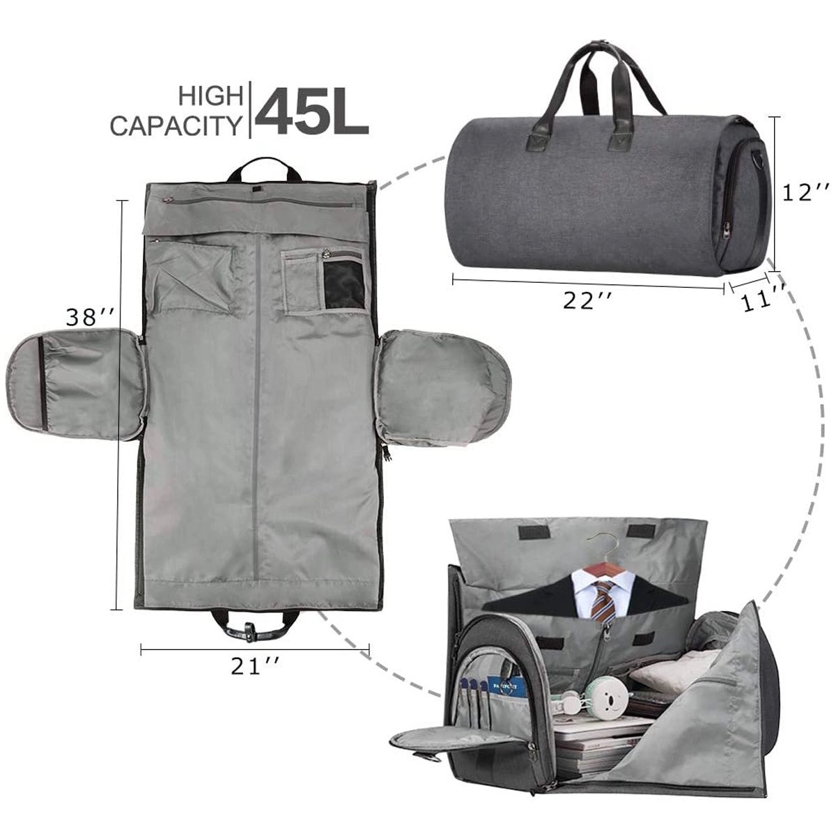 Convertible Garment Bag With Shoulder Strap For Men Wome 4
