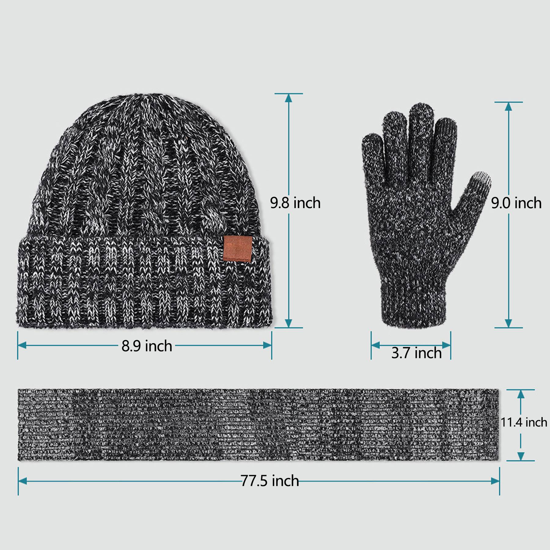 Beanie+Long Scarf+Touch Screen Gloves Set for Women Men 10
