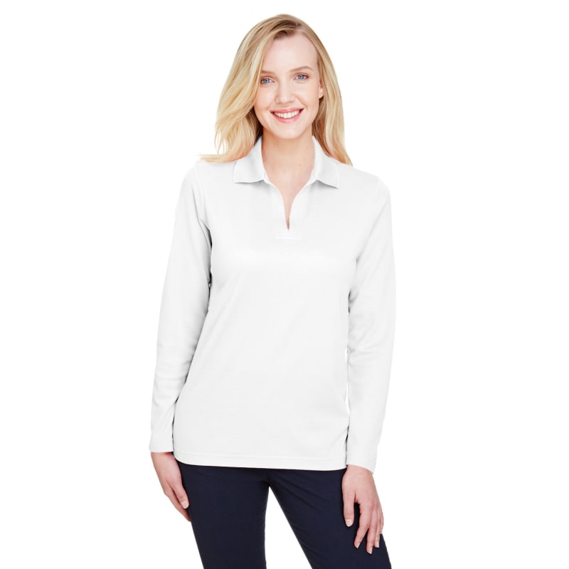 Devon & Jones CrownLux Performance™ Ladies' Plaited Long Sleeve Polo 18