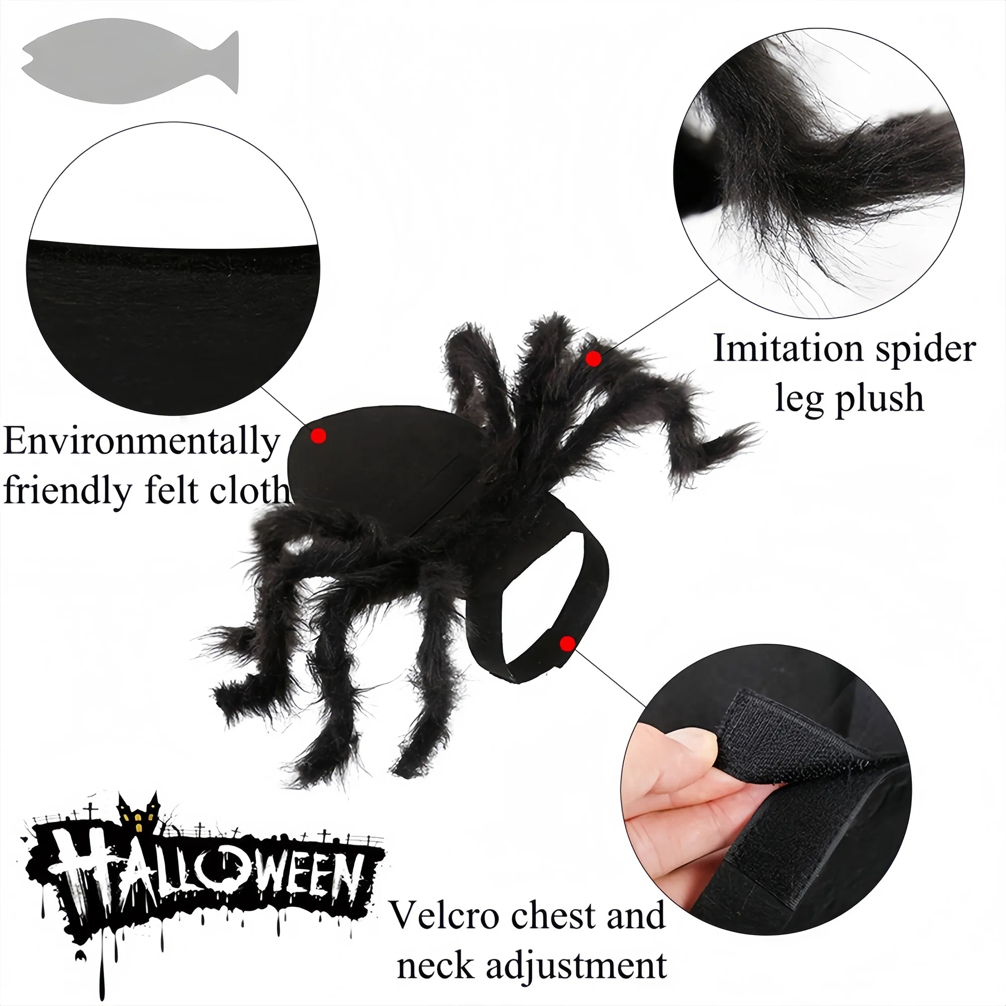 Spooky Spider Plush Pet Costume For Halloween Party 3