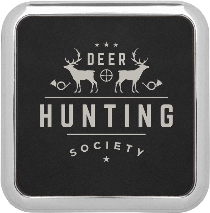 Black Leatherette Individual Square Coaster 1